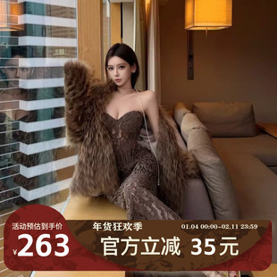 MIMIWU新店 蕾丝套装抹胸长裙高级感收腰性感气质礼服吊带透肤裙