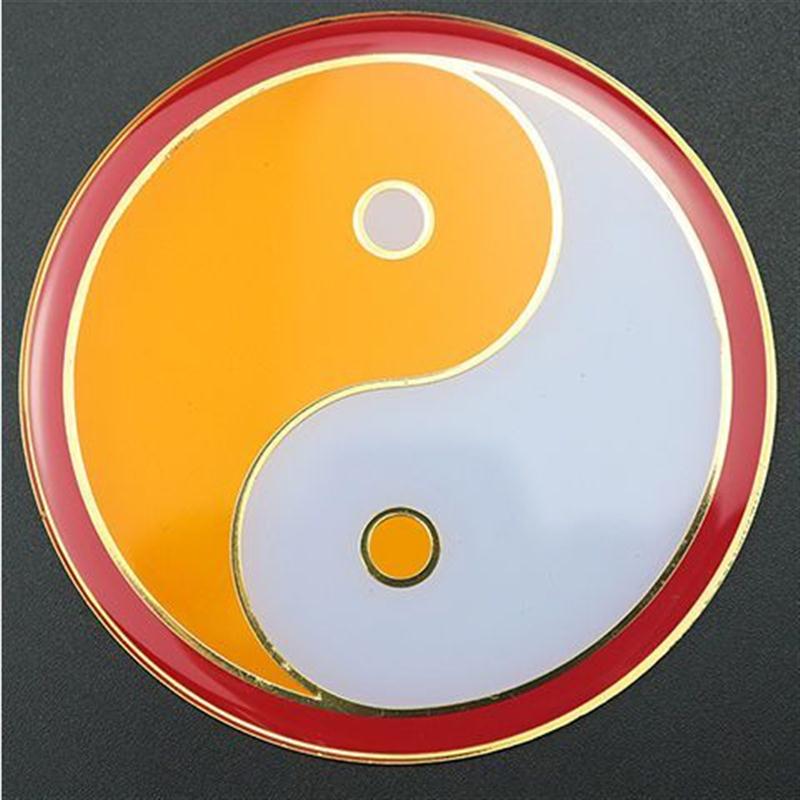 太极图贴潘氏8.1CM黄铜加厚烤漆镀金红绿黑白黄太极八卦补角墙贴