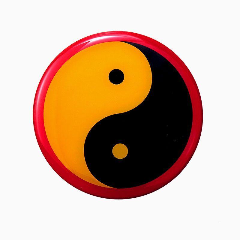 红绿太极图黄铜8公分江红绿蓝黄黑边太极八卦万字符摆件太极图贴