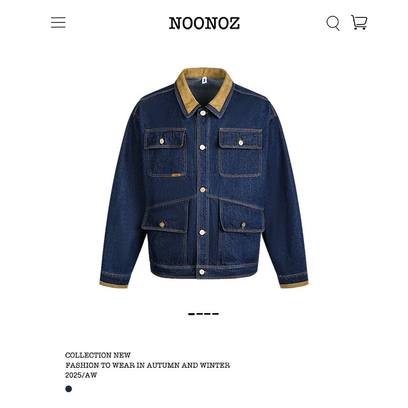 NOONOZ美式复古假两件叠领牛仔外套男秋冬潮牌多口袋水洗工装夹克,男装,夹克,淘宝优惠券,粉丝福利购,淘宝优惠卷