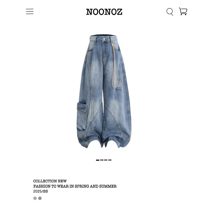 NOONOZ潮牌美式廓形弯刀牛仔裤