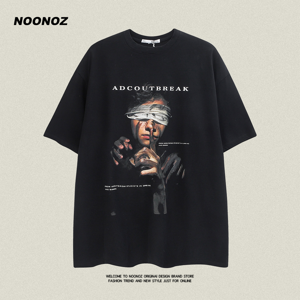 NOONOZ潮牌美式炸街人像短袖t恤