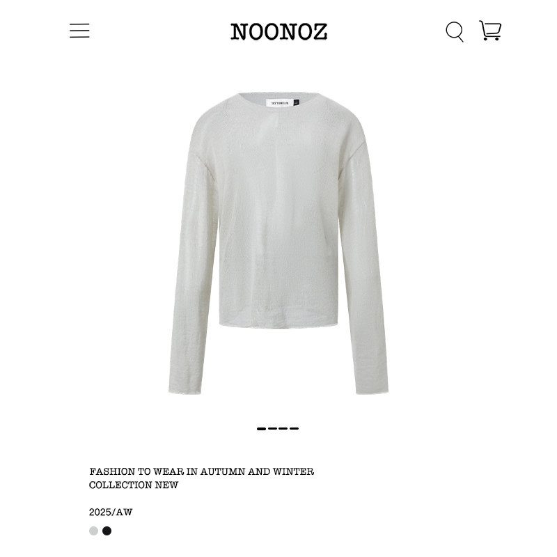 NOONOZ纯色微透薄款针织长袖T恤男早秋中性风潮牌百搭打底衫上衣