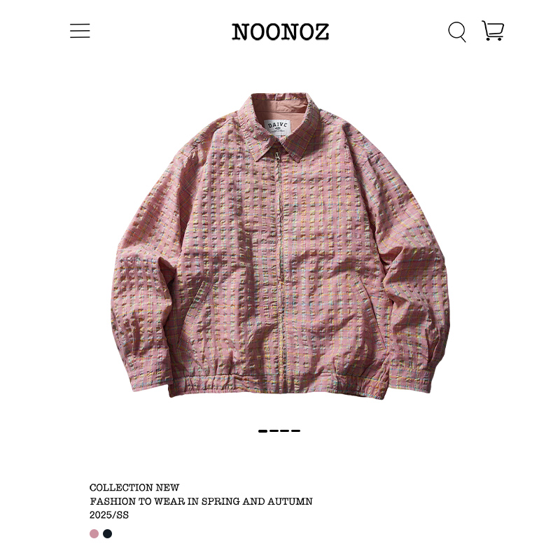 潮牌美式格子肌理感翻领夹克