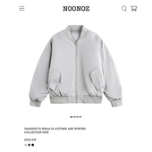 NOONOZ美式 通勤棉衣男中性风潮牌保暖飞行员棒球服外套 简约基础款