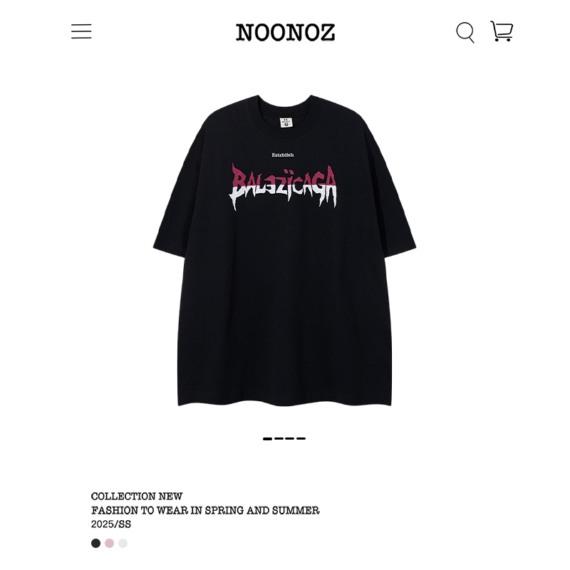 NOONOZ美式高街字母印花潮牌夏季2025新款短袖T恤圆领设计感半袖