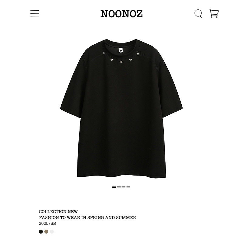 NOONOZ短袖男欧美小众铆钉T恤