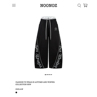 NOONOZ假两件哥特字母美式弯刀裤男潮牌街头裤子宽松垂感休闲长裤