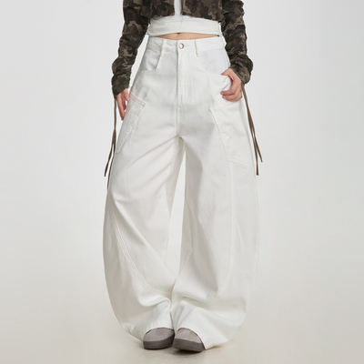 美式大口袋弯刀牛仔裤男新款