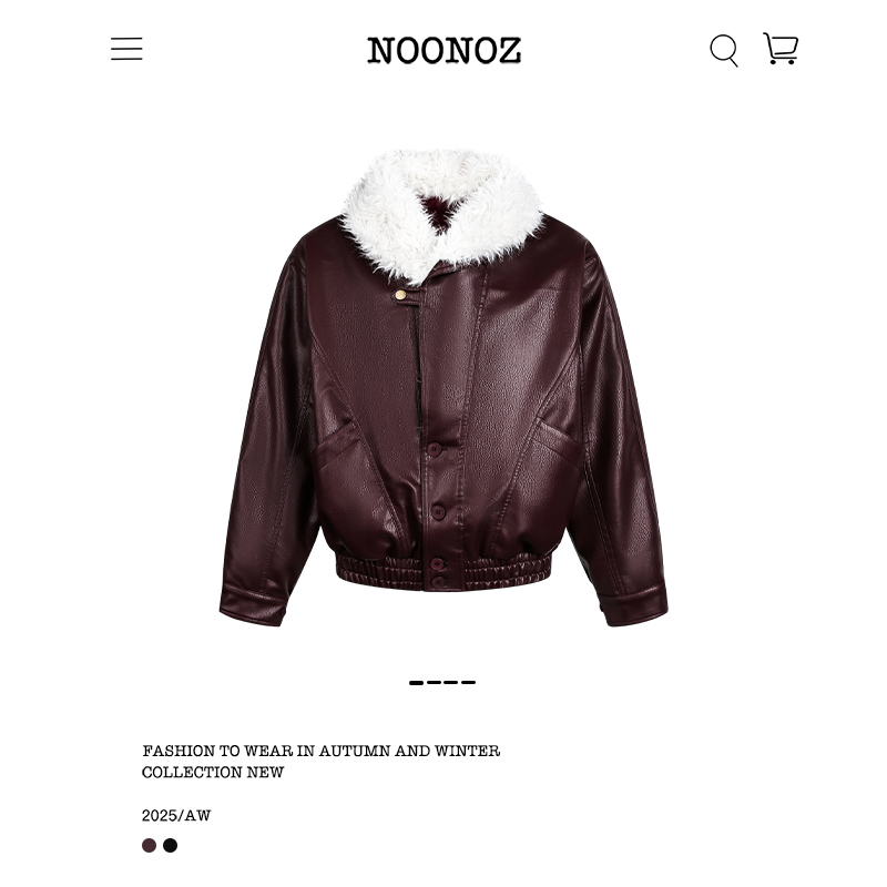 美式解构大毛领PU皮衣棉服