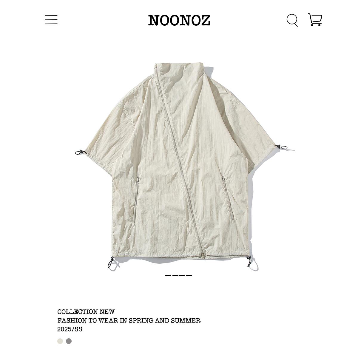 NOONOZ美式机能风斜门襟短袖衬衫