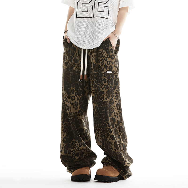 NOONOZ美式豹纹直筒工装裤休闲裤