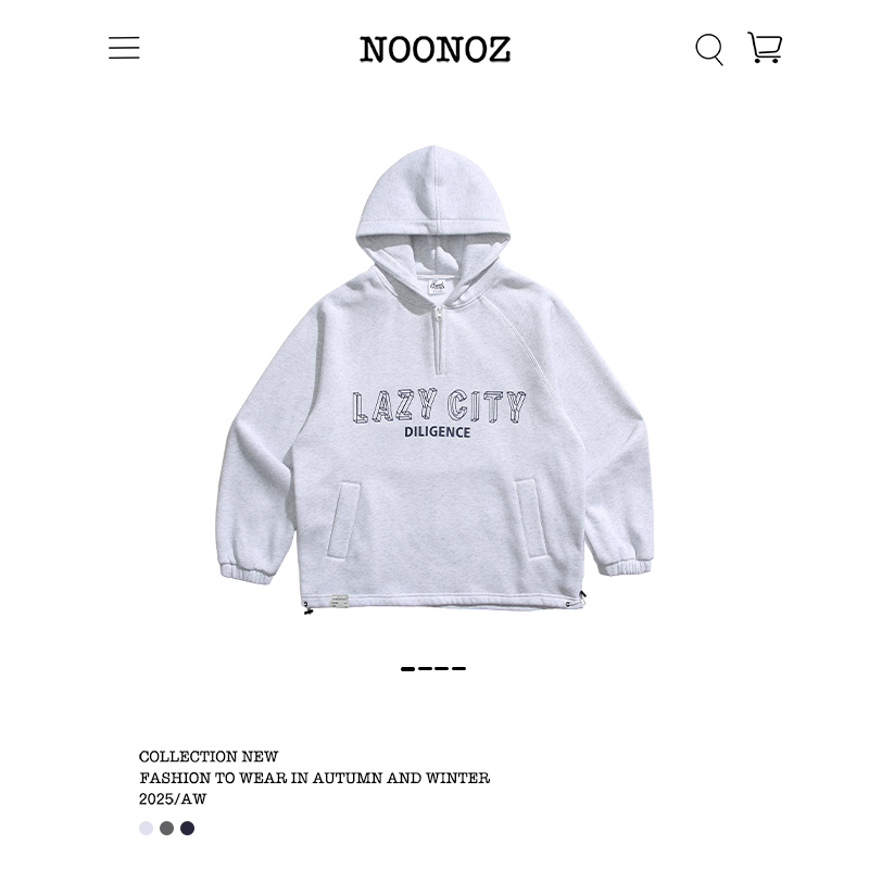 美式半拉链字母连帽卫衣男