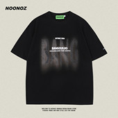 NOONOZ美式 潮牌宽松oversize高街半袖 复古涂鸦字母短袖 T恤男夏季