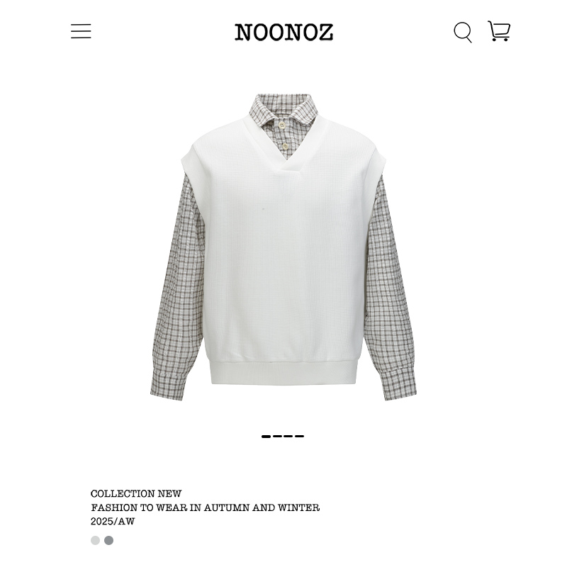 高智感假两件拼接格子衬衫