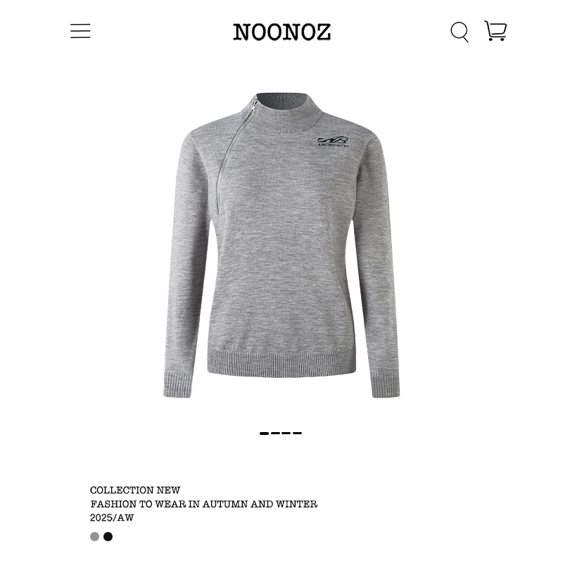 不规则拉链刺绣半高领毛衣