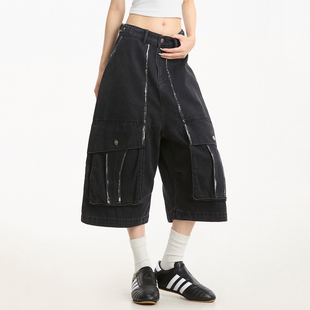 男宽松休闲阔腿百搭短裤 七分裤 水洗涂鸦复古多口袋工装 NOONOZ美式