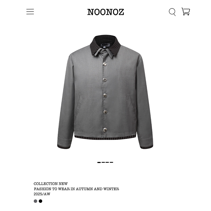 假两件条纹拼接夹克男秋冬