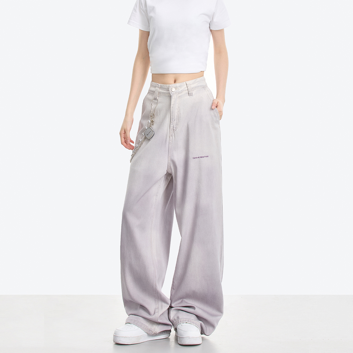 NOONOZ紫色水洗渐变牛仔裤