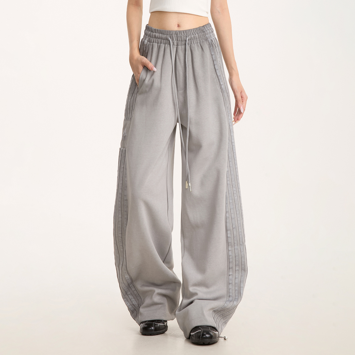 美式复古三条杠直筒卫裤