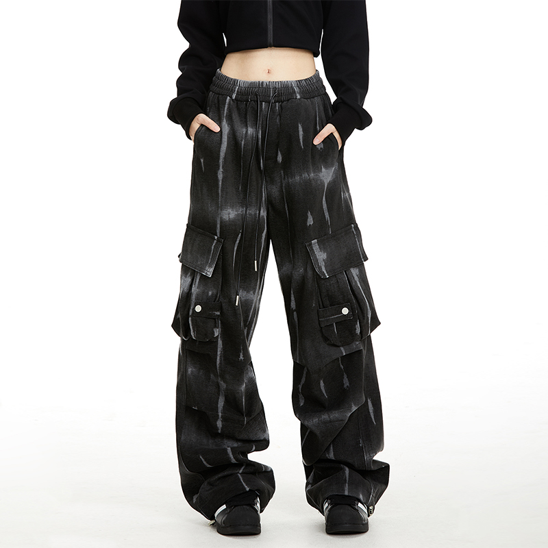 NOONOZ复古水洗大口袋工装休闲裤