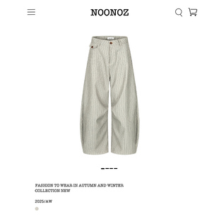 NOONOZ美式老钱风复古条纹弯刀裤男潮牌松弛感西裤通勤垂感休闲裤