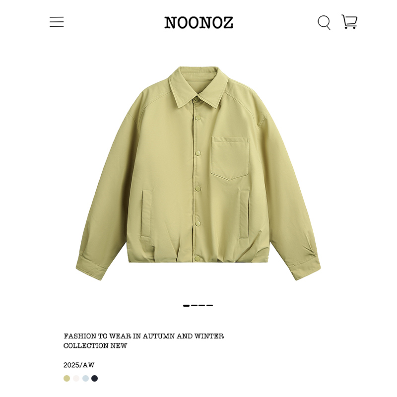 日系简约通勤夹棉翻领棉衣男