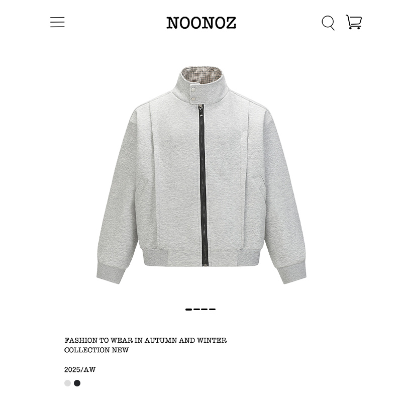 美式褶皱通勤立领开衫卫衣