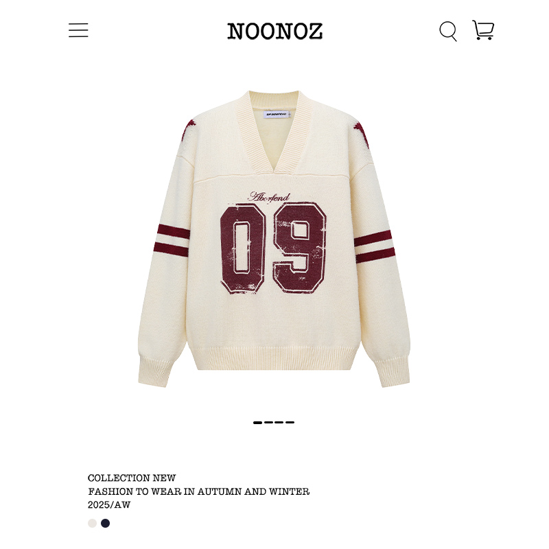 秋冬美式09提花V领毛衣