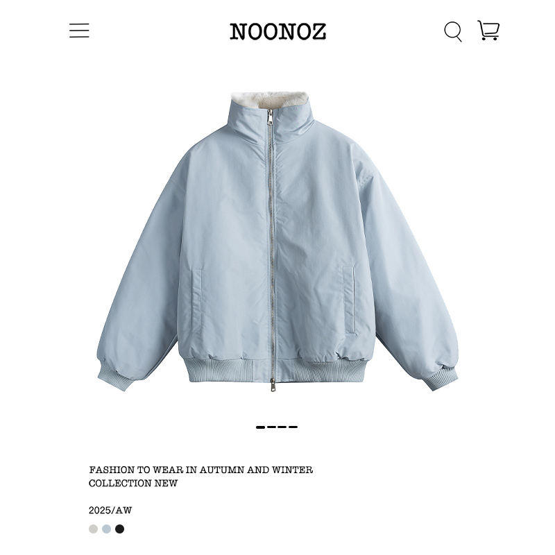 冬季加绒纯色通勤立领棉衣