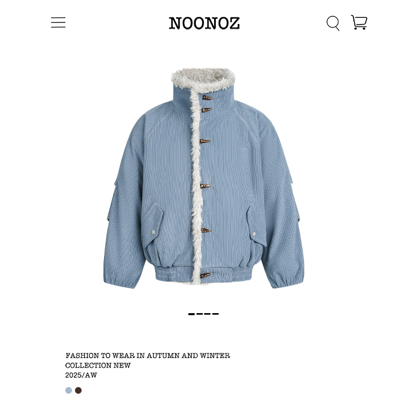 冬季美式灯芯绒牛角扣棉衣