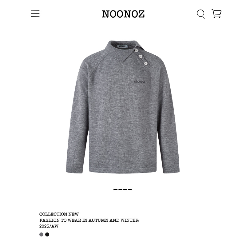 美式复古不规则解构纽扣翻领毛衣