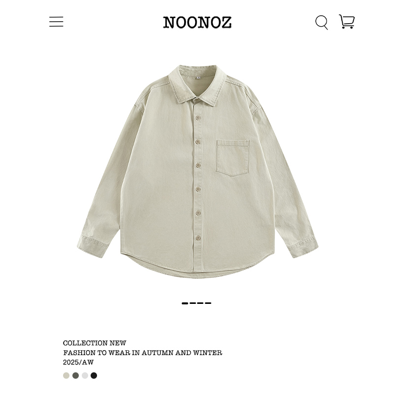 纯色简约美式复古长袖衬衫