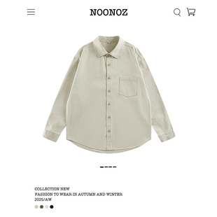 男女早秋宽松潮牌情侣款 衬衫 休闲衬衣 复古长袖 NOONOZ纯色简约美式