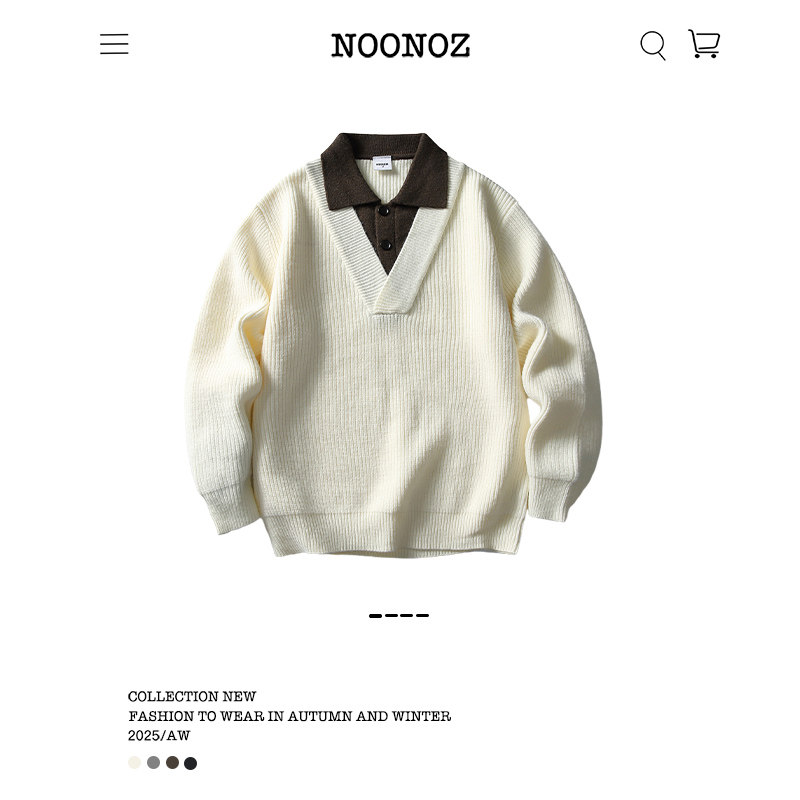NOONOZ假两件POLO领毛衣男女秋冬潮牌美式宽松慵懒风保暖针织衫,男装,针织衫/毛衣,淘宝优惠券,粉丝福利购,淘宝优惠卷