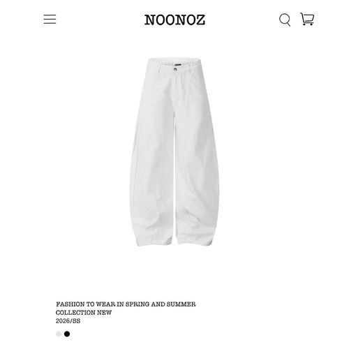 NOONOZ美式解构廓形弯刀牛仔裤男潮牌中性风白色裤子显瘦阔腿长裤