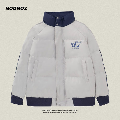NOONOZ条纹加厚冬季国潮立领棉衣