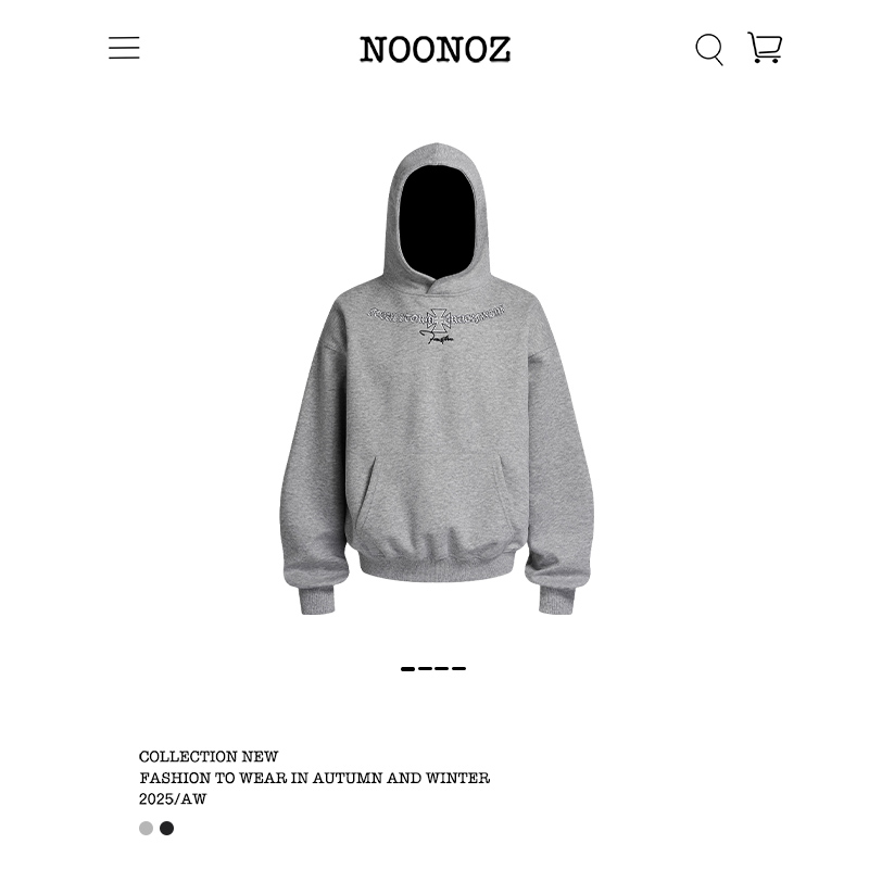 NOONOZ潮牌情侣美式高街刺绣字母重磅连帽卫衣男女秋季设计感帽衫