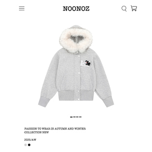 NOONOZ秋冬可拆卸毛领加绒连帽卫衣男潮牌中性风美式设计感外套