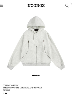 NOONOZ美式街头解构多拉链连帽开衫卫衣男女宽松潮牌设计感外套