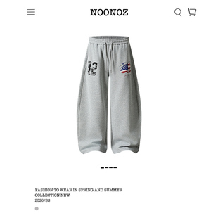 NOONOZ美式字母弯刀卫裤男潮牌hiphop运动裤子爵士舞中性风休闲裤