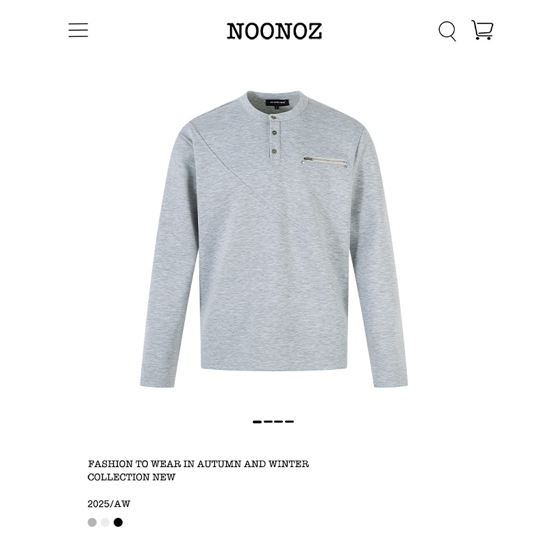 美式解构亨利领长袖T恤