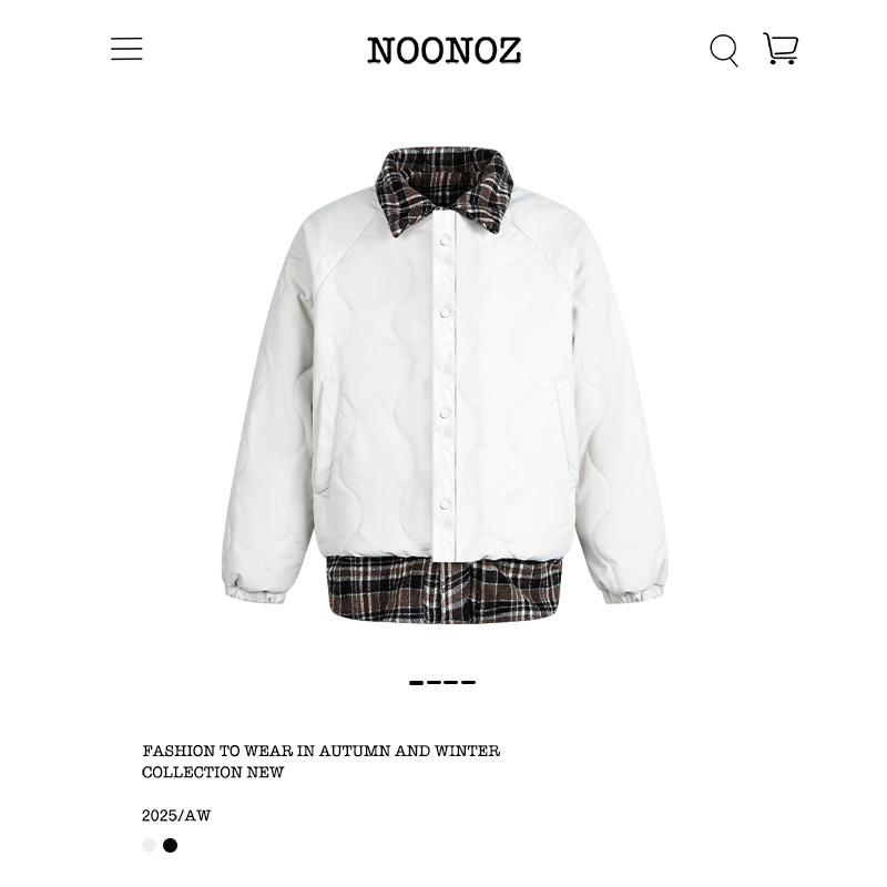 格子拼接假两件棉衣男潮牌美式