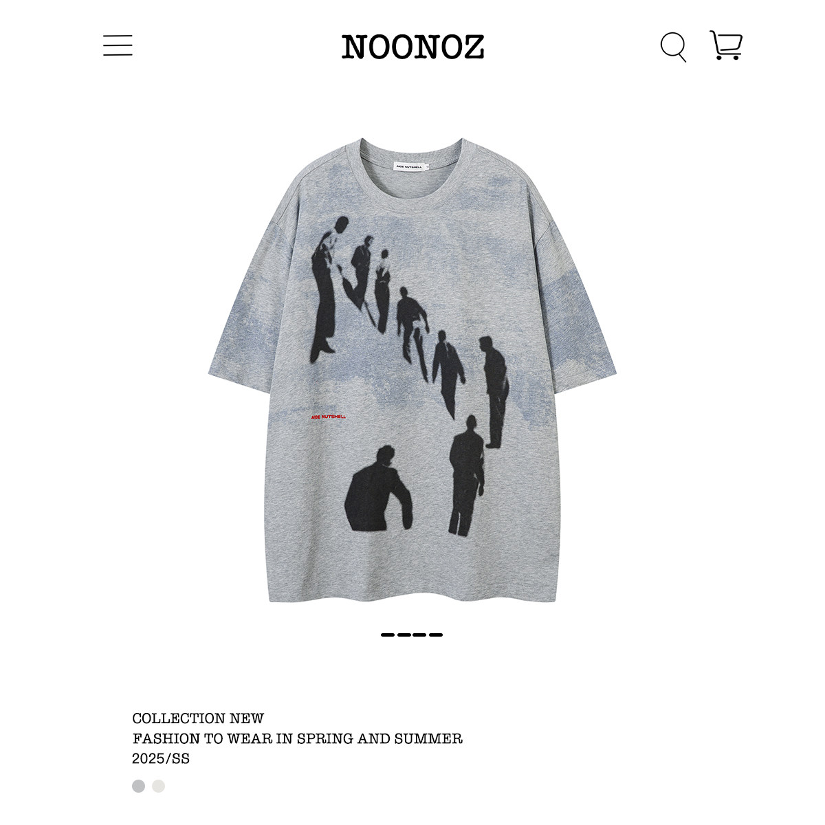 NOONOZ美式街头人像剪影短袖T恤男夏季宽松潮牌情侣百搭休闲半袖