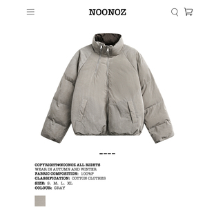 NOONOZ冬季 复古双拉链潮牌保暖百搭棉服面包服外套 棉衣男2024美式