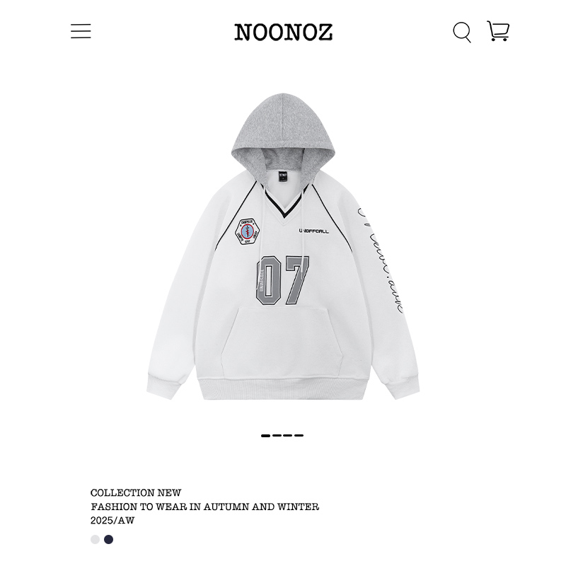 美式假两件拼接V领球衣卫衣