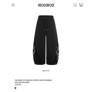 NOONOZ美式图腾印花卫裤男hiphop弯刀裤潮牌爵士舞阔腿Baggy裤子