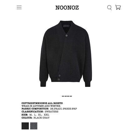 NOONOZ美式老钱风斜门襟V领毛衣男秋冬国潮松弛慵懒感针织衫外套