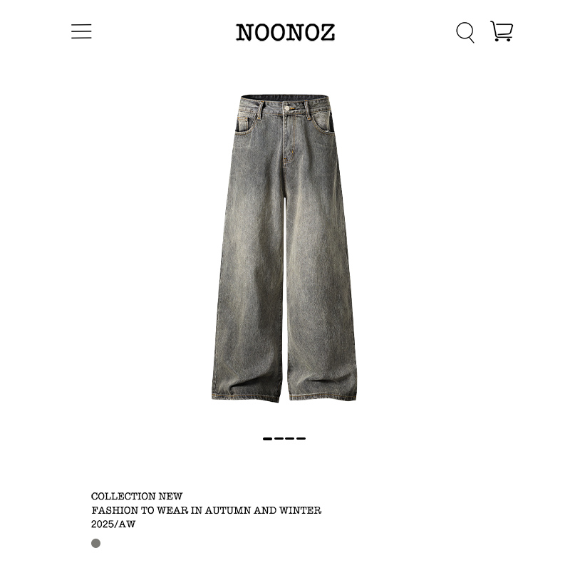 美式复古水洗做旧直筒牛仔裤