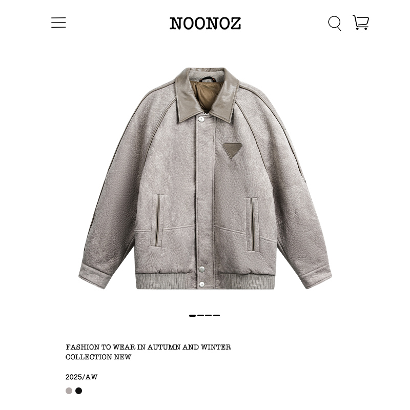 冬季美式肌理感PU领羽绒服